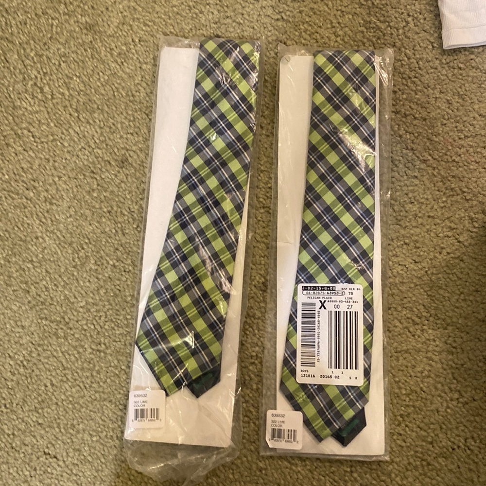 NEW Set of 2 Boys Neck Ties Navy Lime